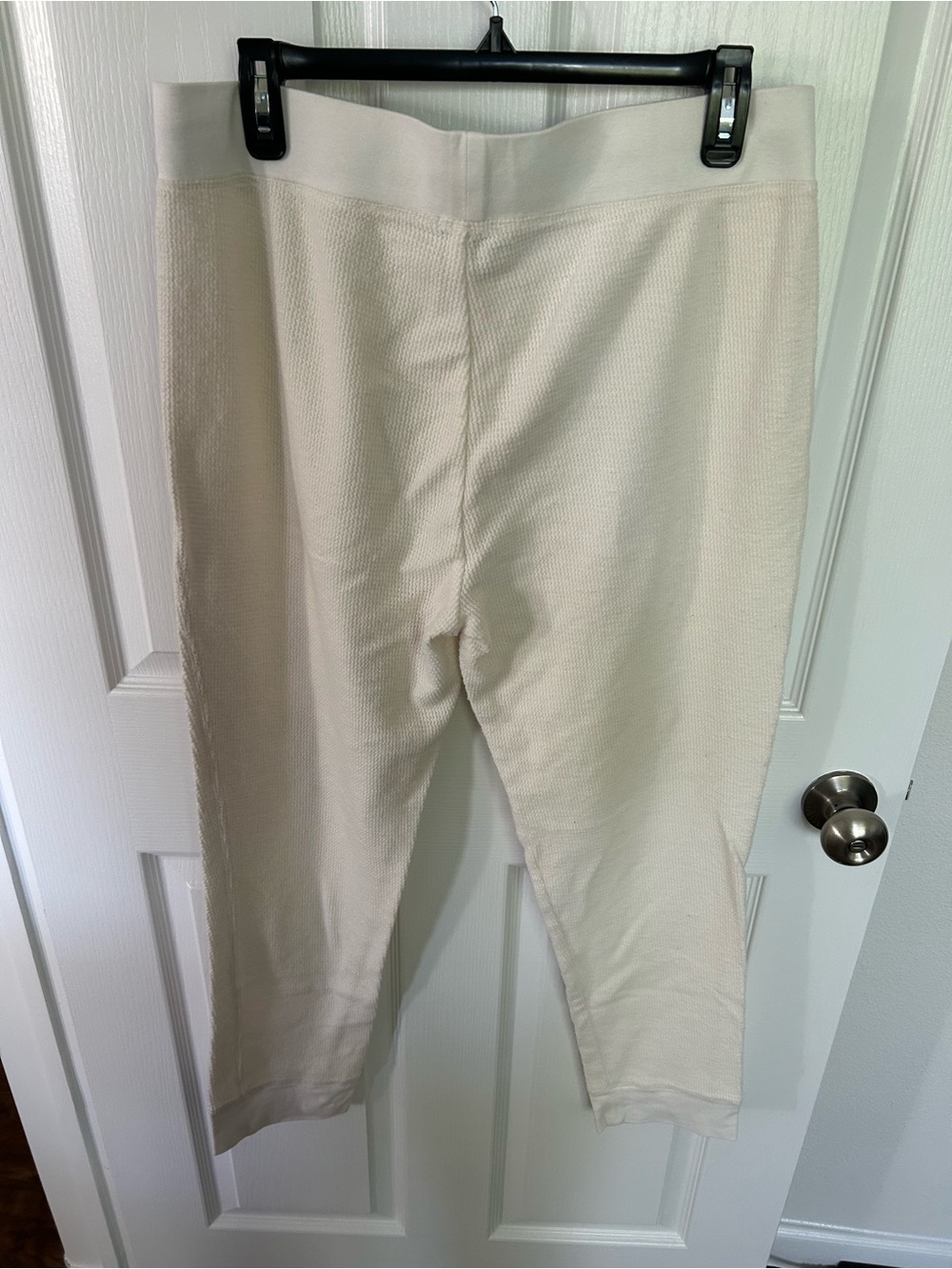 James Perse Cream Waffle-Knit Drawstring Sweatpants - Picture 2 of 5